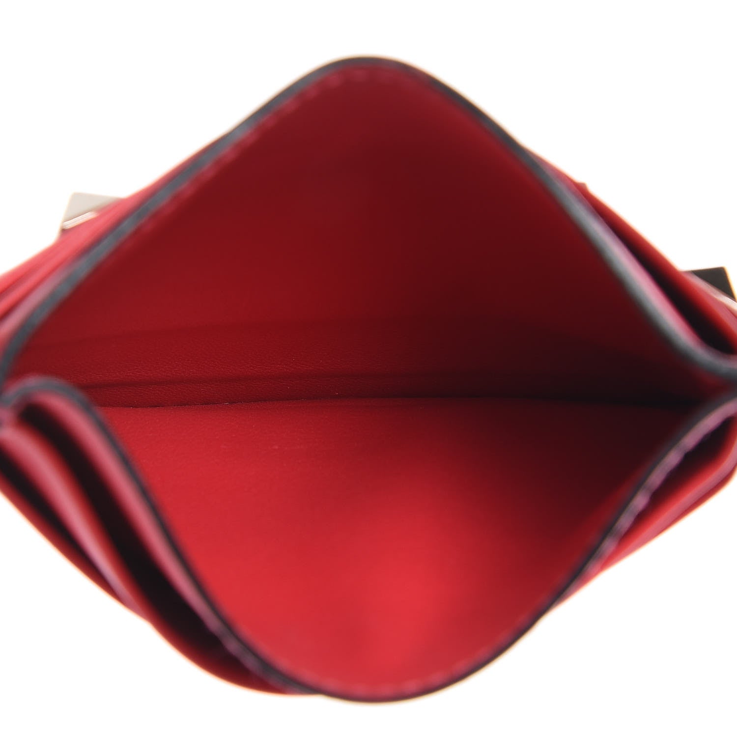 Valentino Garavani Vitello Rockstud Card Holder Deep Coral 5 of 10