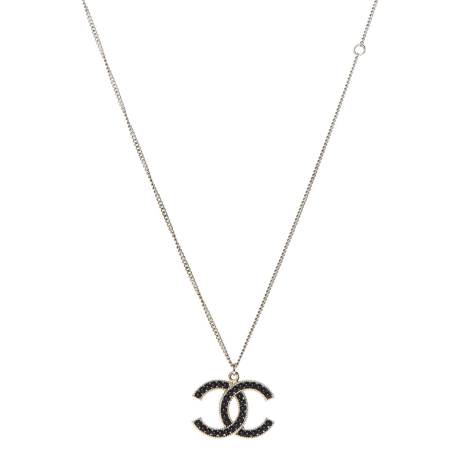 Chanel Enamel Beaded CC Necklace Gold Black 1 of 4