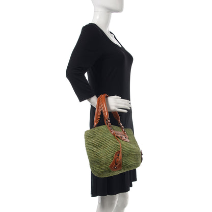 Balenciaga Raffia Calfskin Panier Basket Tote 2 of 14