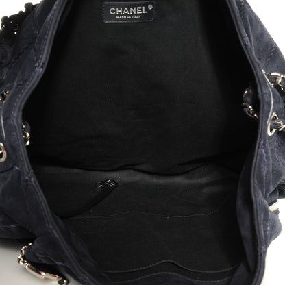Chanel Suede Braided Chain Shopping Tote Large Dark Blue 5 of 7