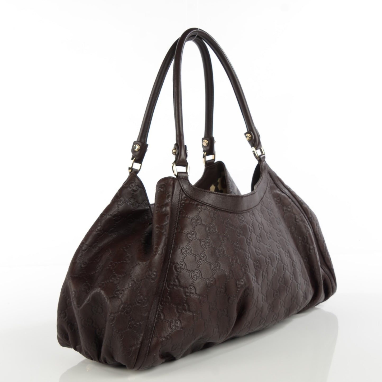 Guccissima Large D Gold Shoulder Bag Chocolate