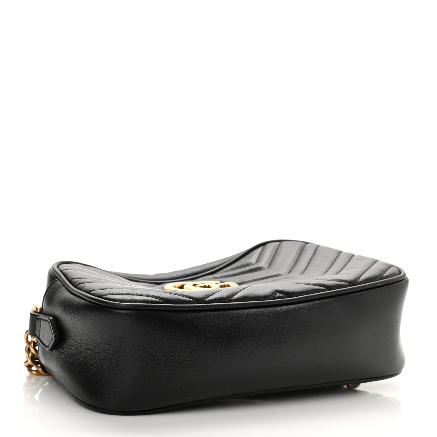 Calfskin Matelasse Small GG Marmont Chain Shoulder Bag Black