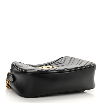 Gucci Calfskin Matelasse Small GG Marmont Chain Shoulder Bag Black 4 of 8