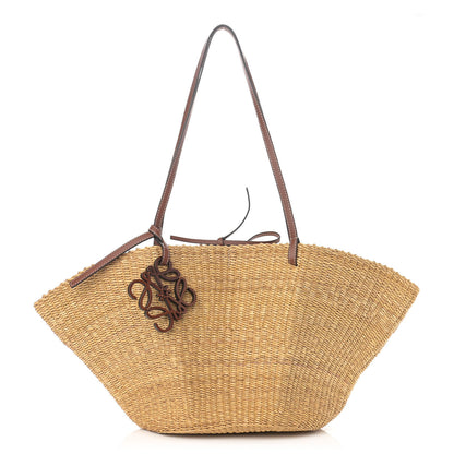 Loewe Calfskin Raffia Paulas Ibiza Small Basket Tote Bag Natural Tan 1 of 10