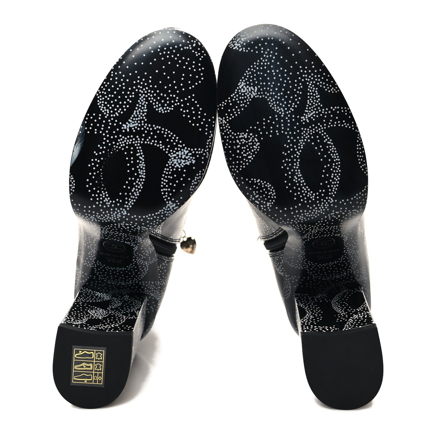 Calfskin Camellia Printed Ankle Boots 39.5 Black White