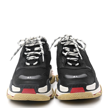 Balenciaga Fabric Mesh Washed Effect Mens Triple S Sneakers 41 Black Red 2 of 8