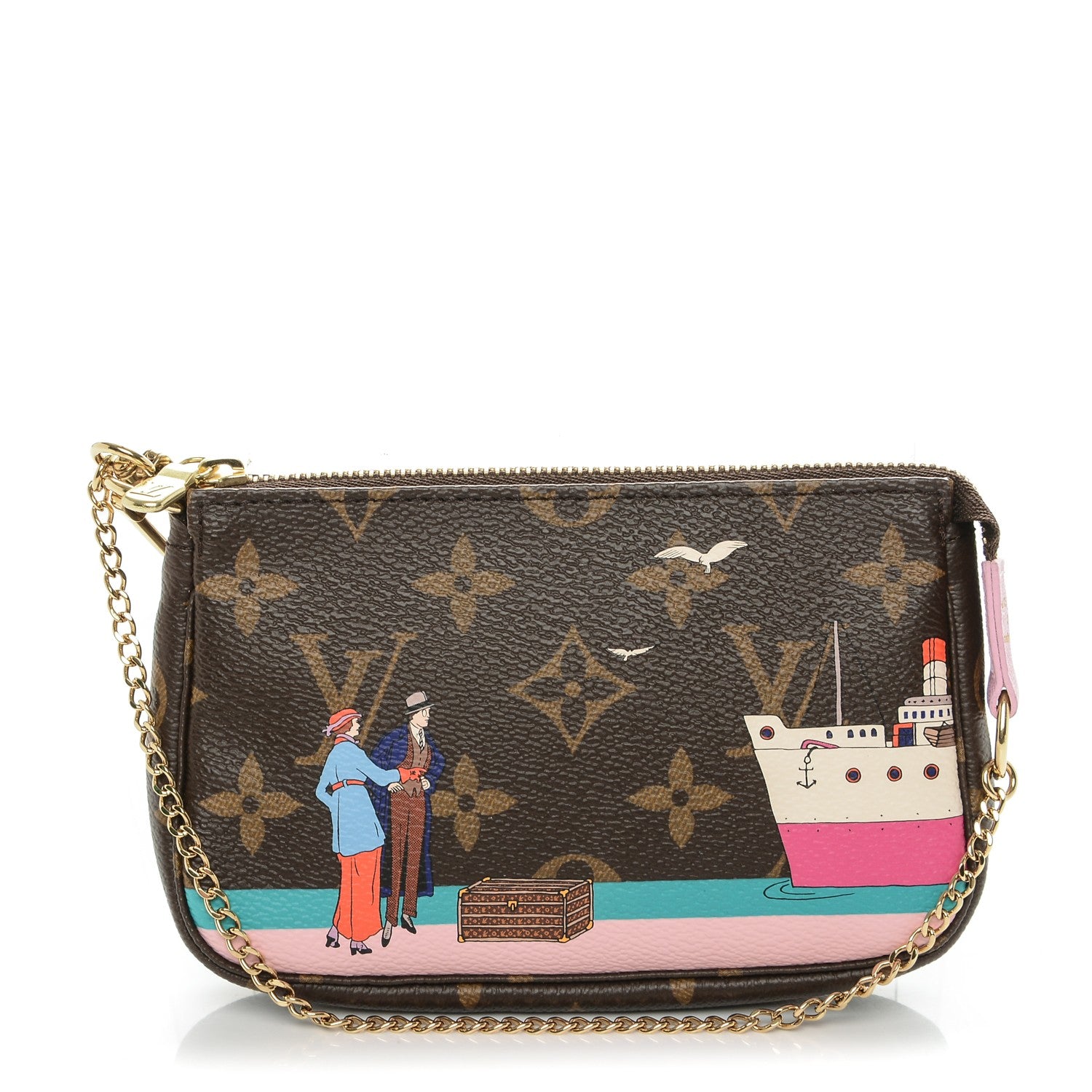 Louis Vuitton Monogram 2016 Christmas Animation Mini Pochette Accessories Rose Ballerine 1 of 6