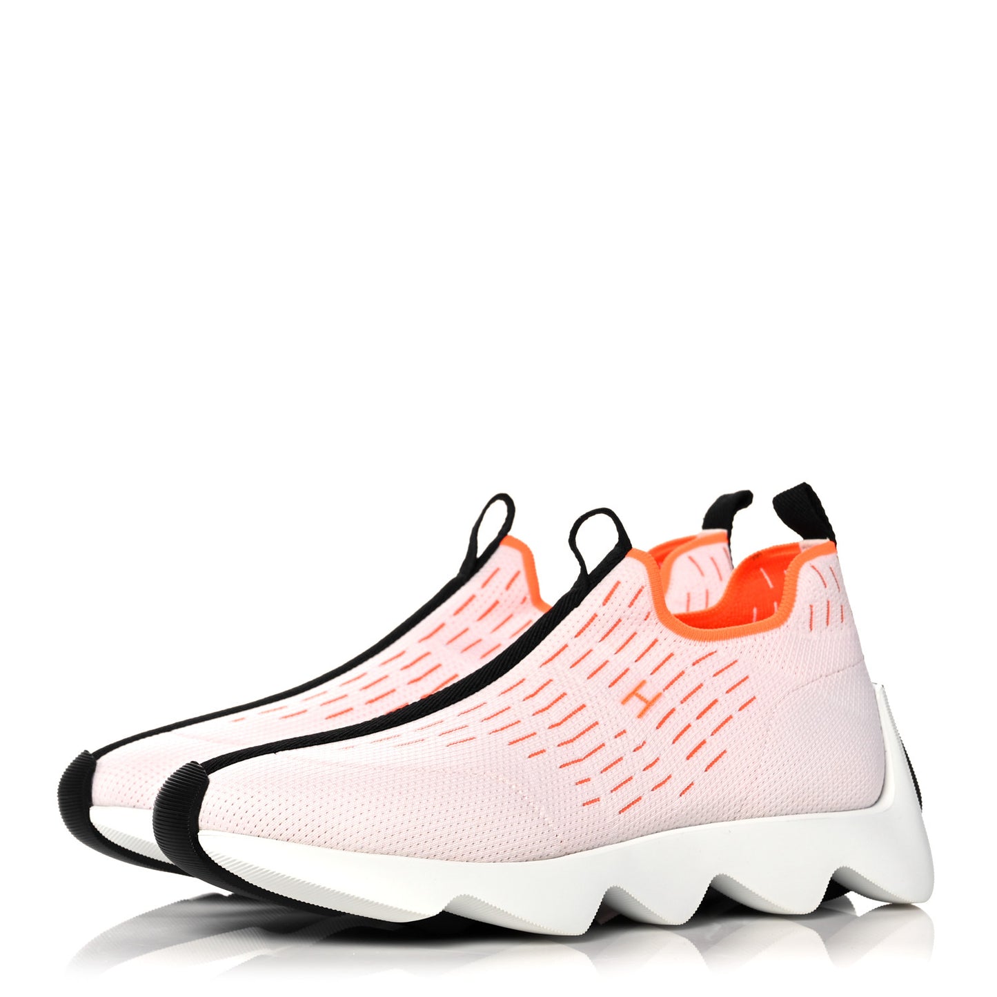Technical Canvas Goatskin Womens Eclair Sneakers 38.5 White Orange