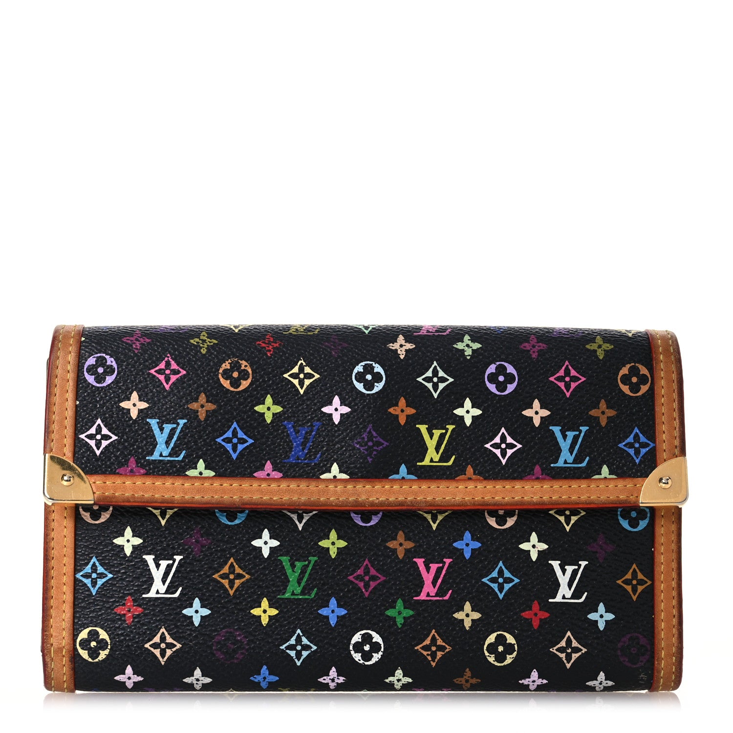 Louis Vuitton Monogram Multicolor Porte Tresor International Wallet Black 1 of 17
