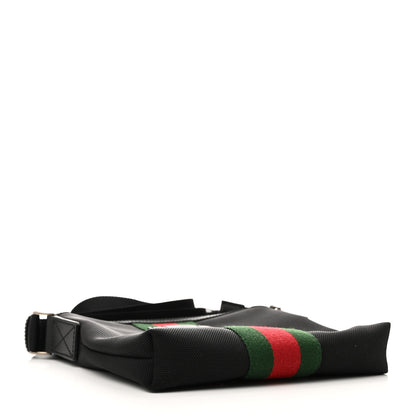 Gucci Techno Canvas Selleria Calfskin Web Small Flat Messenger Bag Black 4 of 10