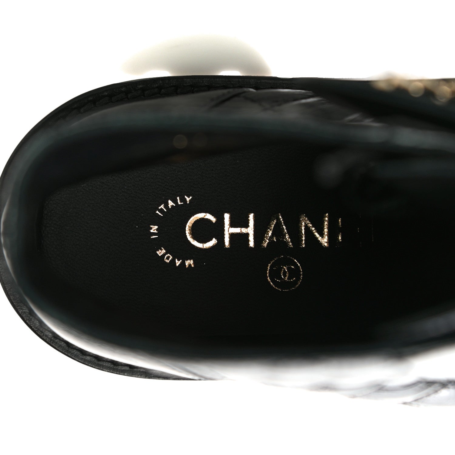 Chanel Shiny Calfskin Quilted Lace Up Combat Boots 39.5 Black 7 of 10