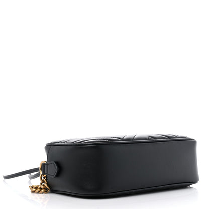 Gucci Calfskin Matelasse Small GG Marmont Chain Shoulder Bag Black 4 of 9