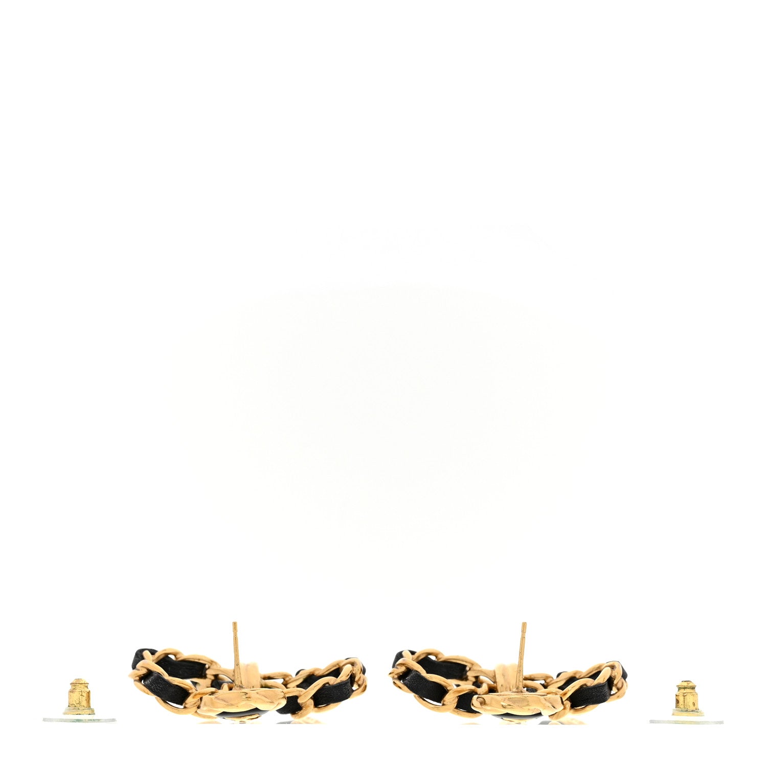 Chanel Lambskin Chain Bow Drop Earrings Black Gold 3 of 5