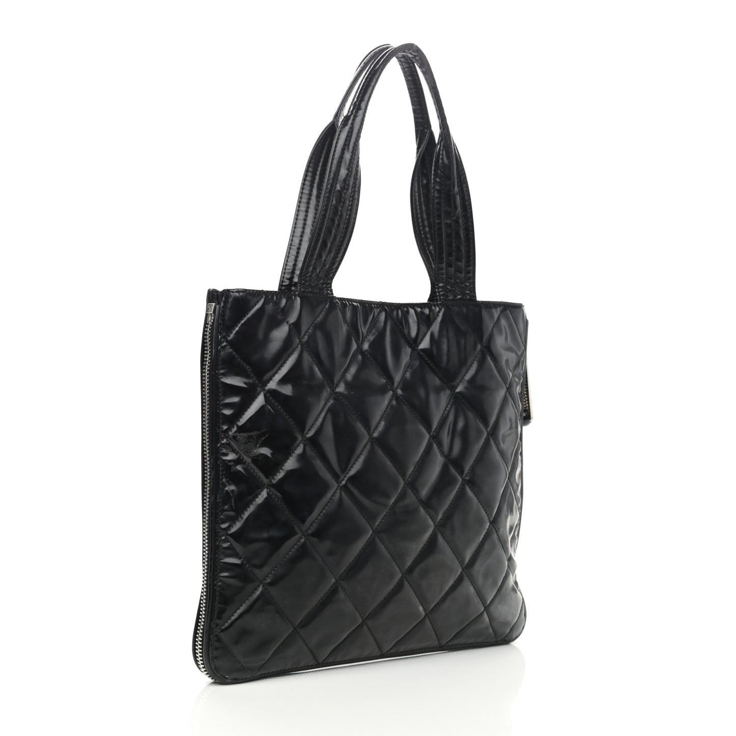 Vinyl Quilted CC Small Expandable Tote Black