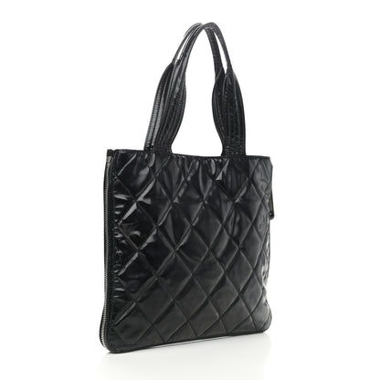 Chanel Vinyl Quilted CC Small Expandable Tote Black 2 of 14