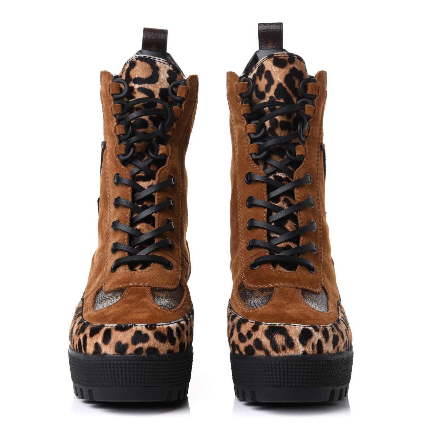 Suede Calfskin Monogram Laureate Platform Desert Boots 38 Cognac