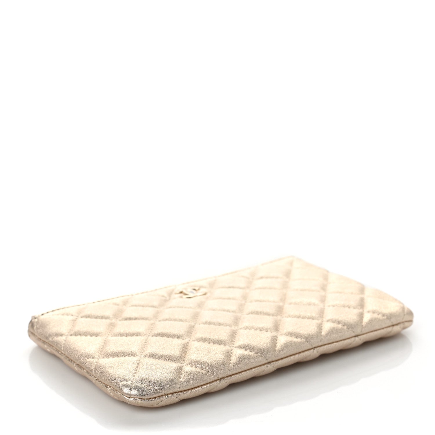 Chanel Metallic Lambskin Quilted Cosmetic Case Gold 4 of 7