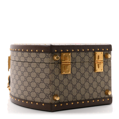 Gucci GG Supreme Monogram Textured Dollar Calfskin Web Savoy Hat Box Beige Ebony New Acero 3 of 8