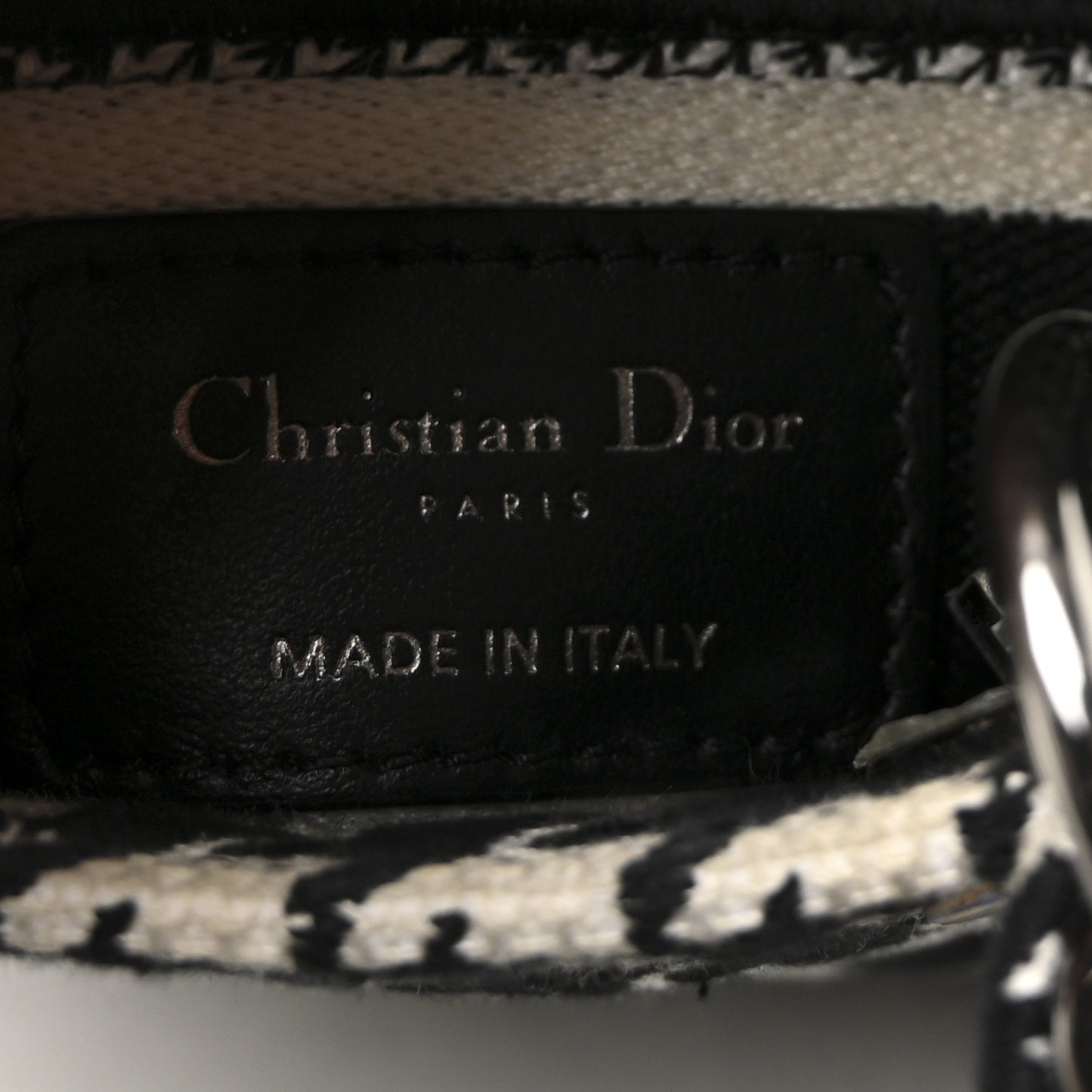 Canvas Houndstooth Embroidered Mini Lady D-Lite Black White