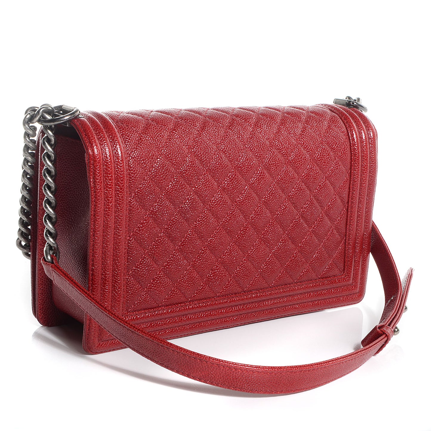 Caviar Quilted New Medium Boy Flap Dark Red