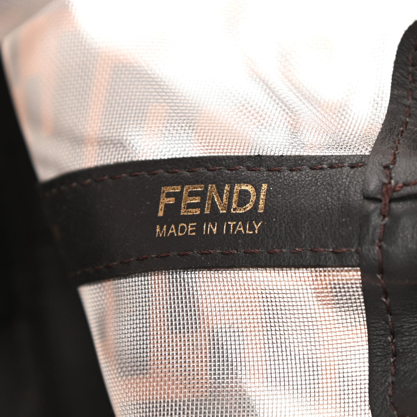 Mesh Vitello Grace F is Fendi FF 1974 Grande Mon Tresor Bucket Bag Marrone Black Ebano
