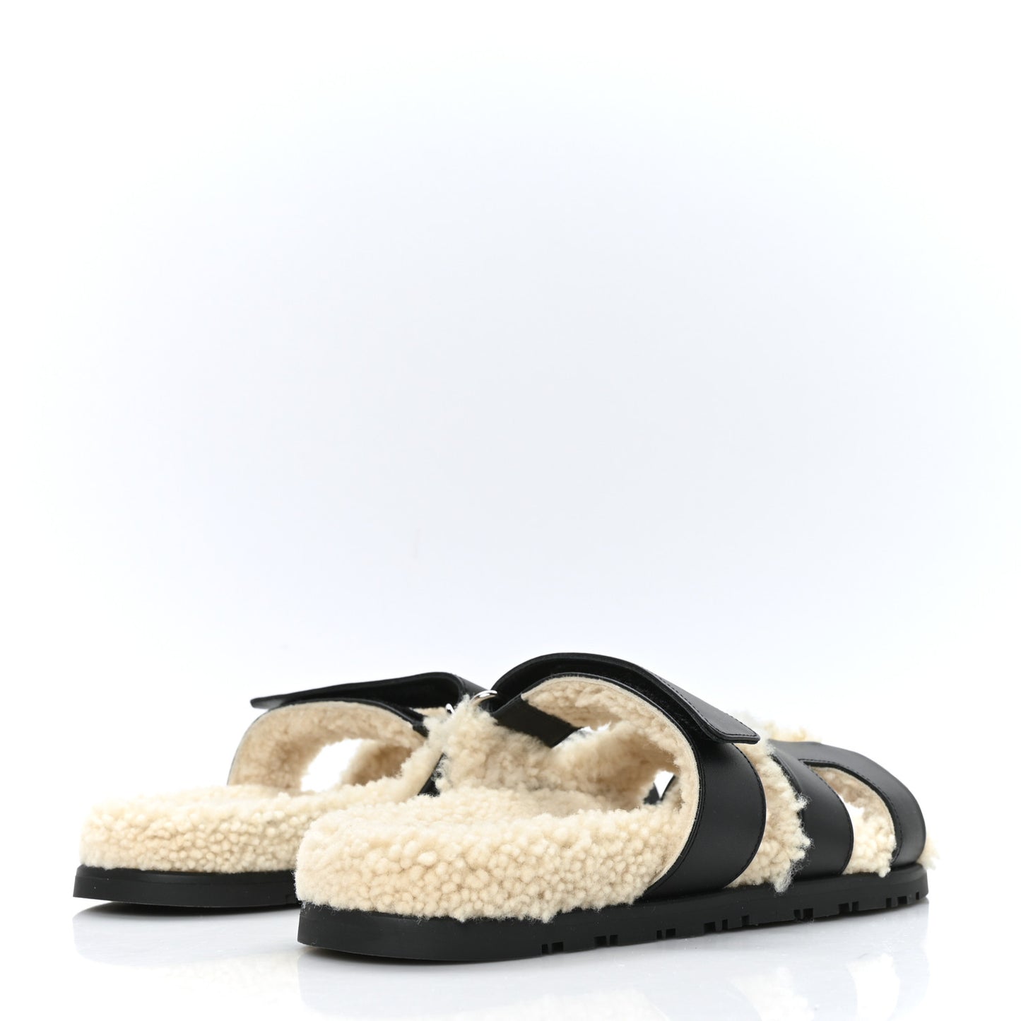 Veau Indios Woolskin Womens Chypre Sandals 36 Black Ecru