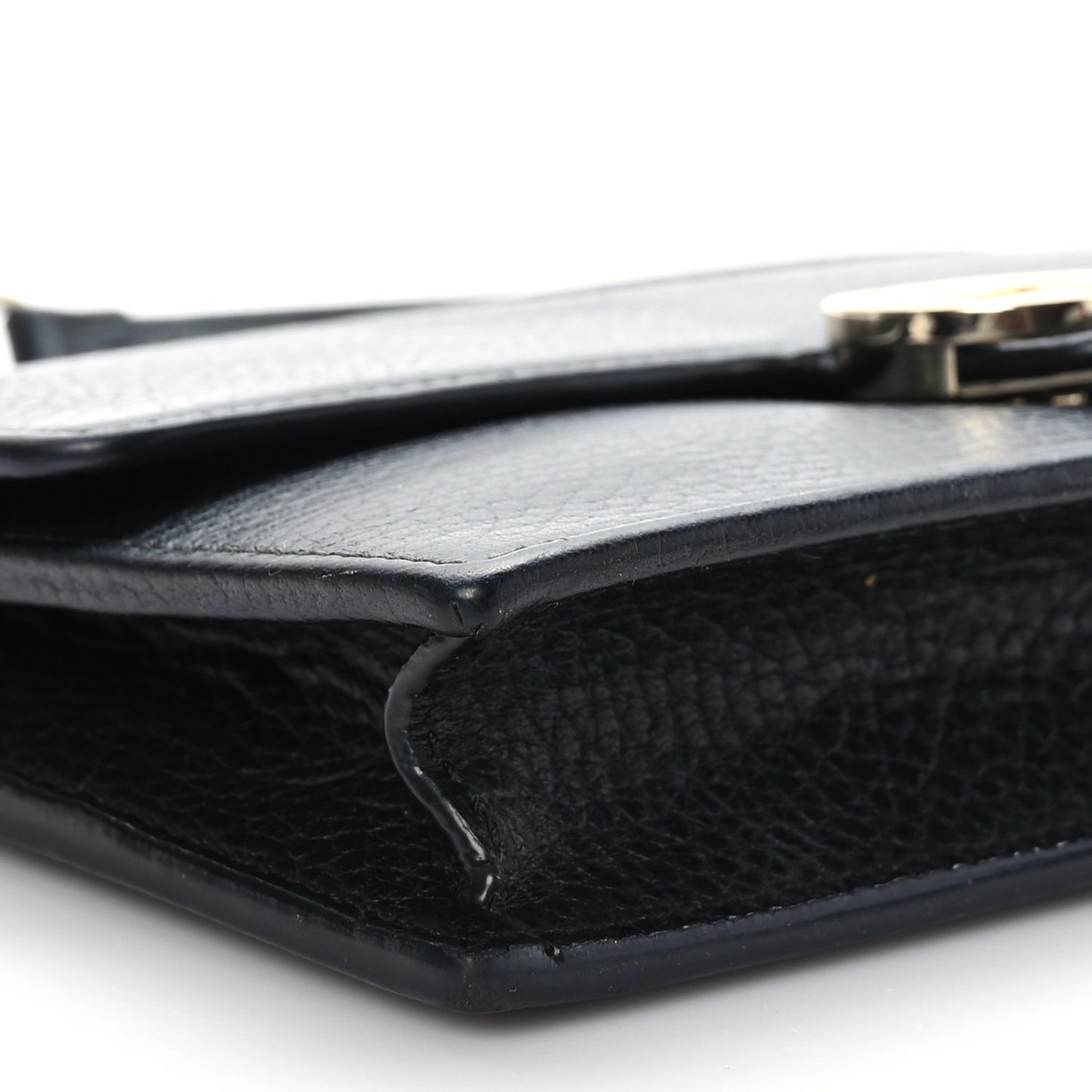 Dollar Calfskin Interlocking G Chain Wallet Black