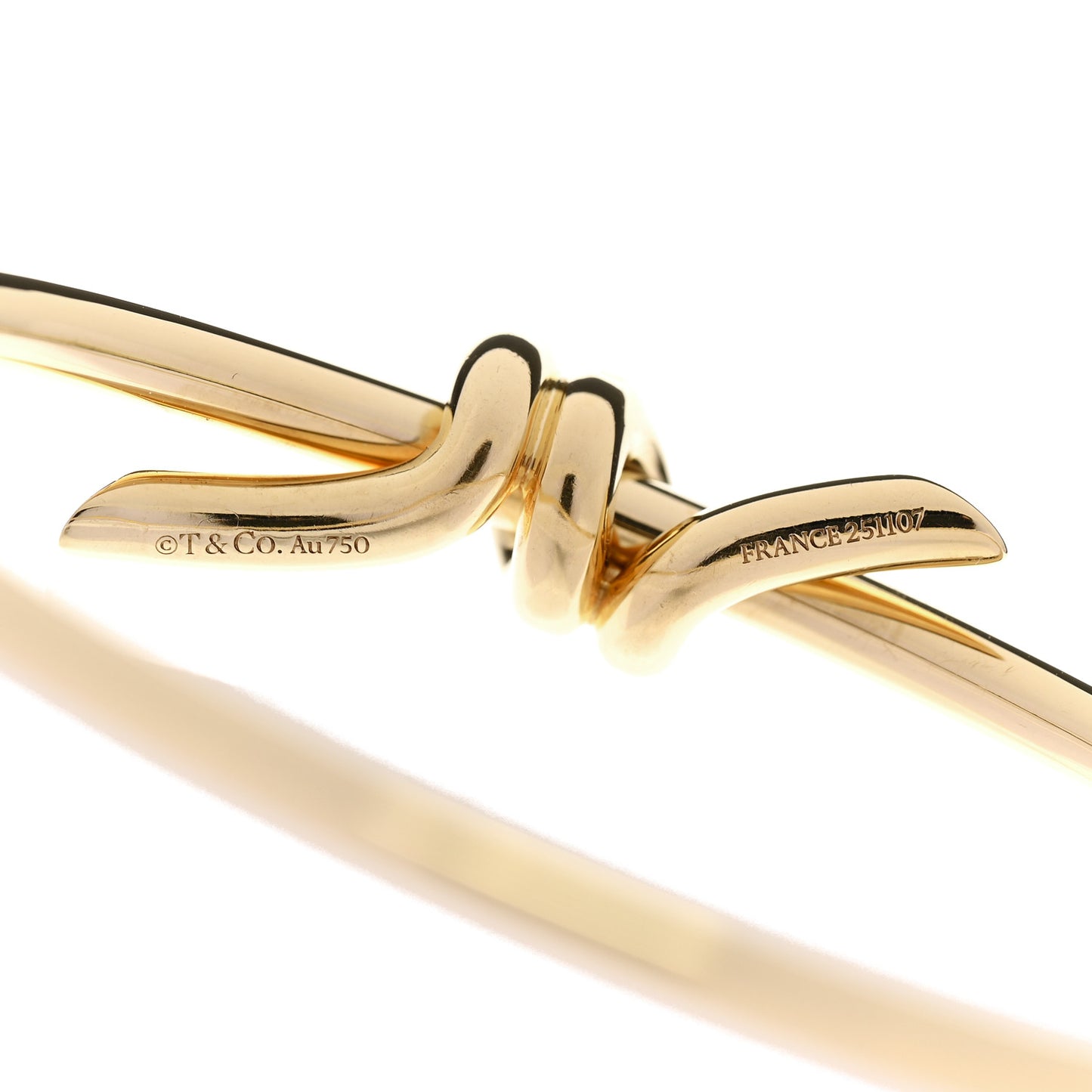 18K Yellow Gold Knot Hinged Bangle Bracelet