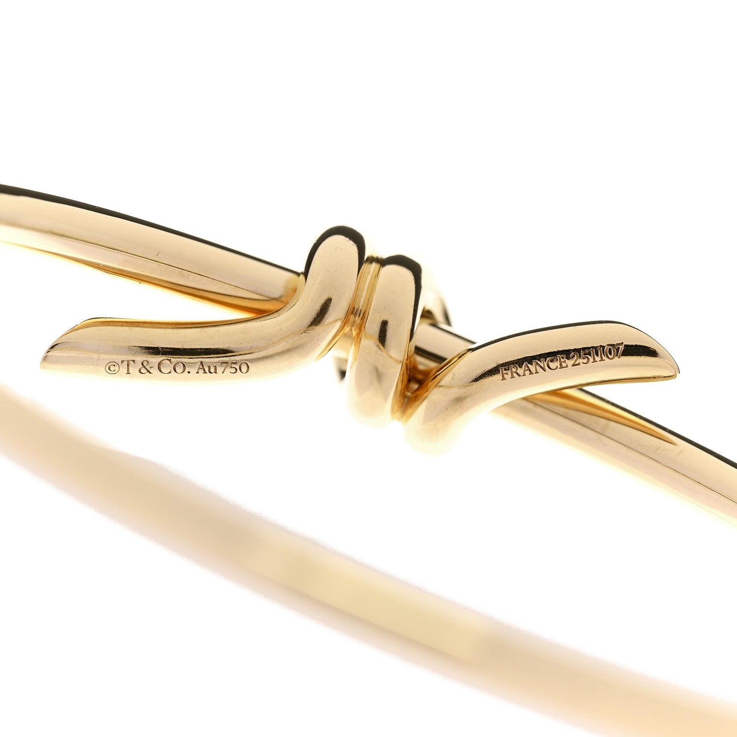 Tiffany 18K Yellow Gold Knot Hinged Bangle Bracelet 3 of 4