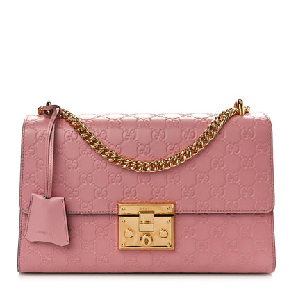 Gucci Guccissima Signature Medium Padlock Shoulder Bag Rose Baby Candy 1 of 9