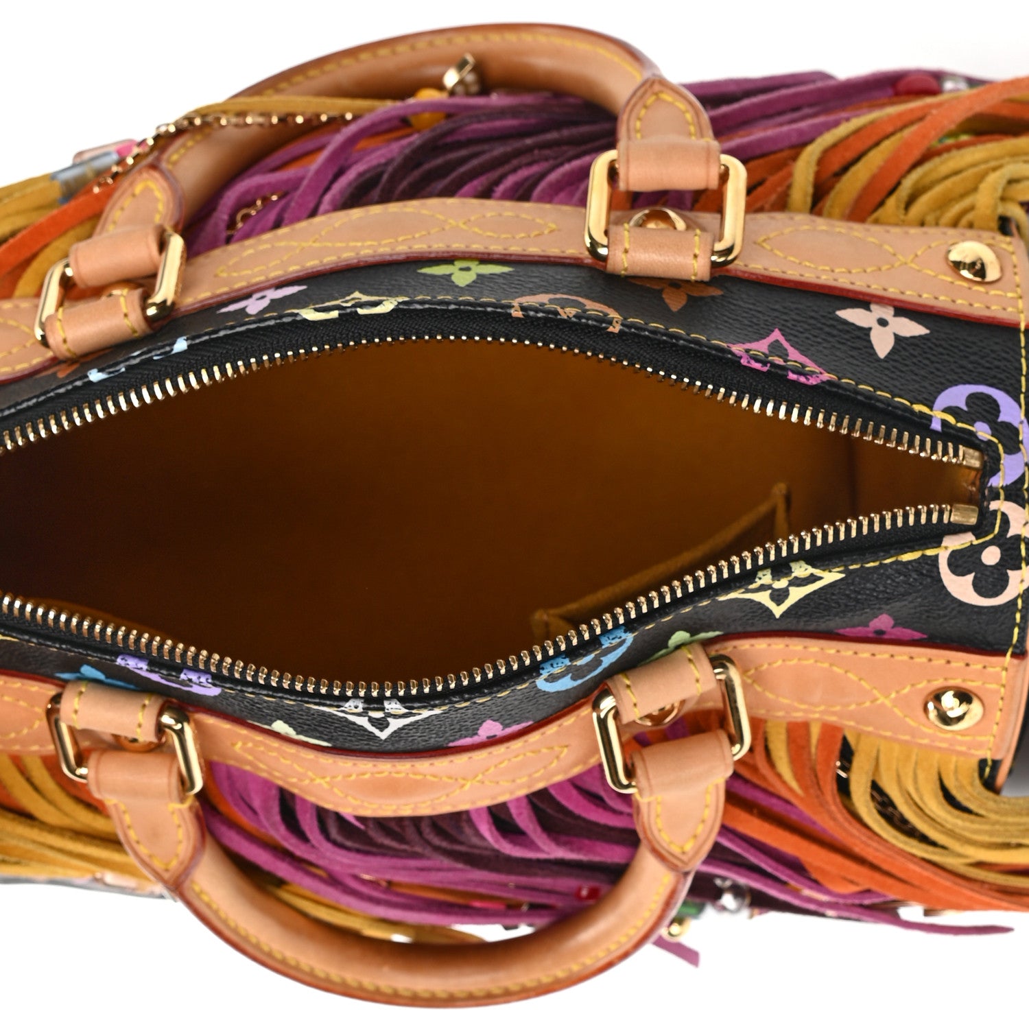 Louis Vuitton Monogram Multicolor Fringe Speedy 25 Black 4 of 9