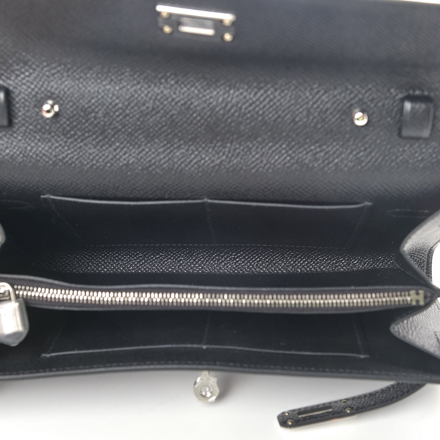 Hermes Epsom Matte Alligator Touch Kelly Wallet To Go Black 5 of 9