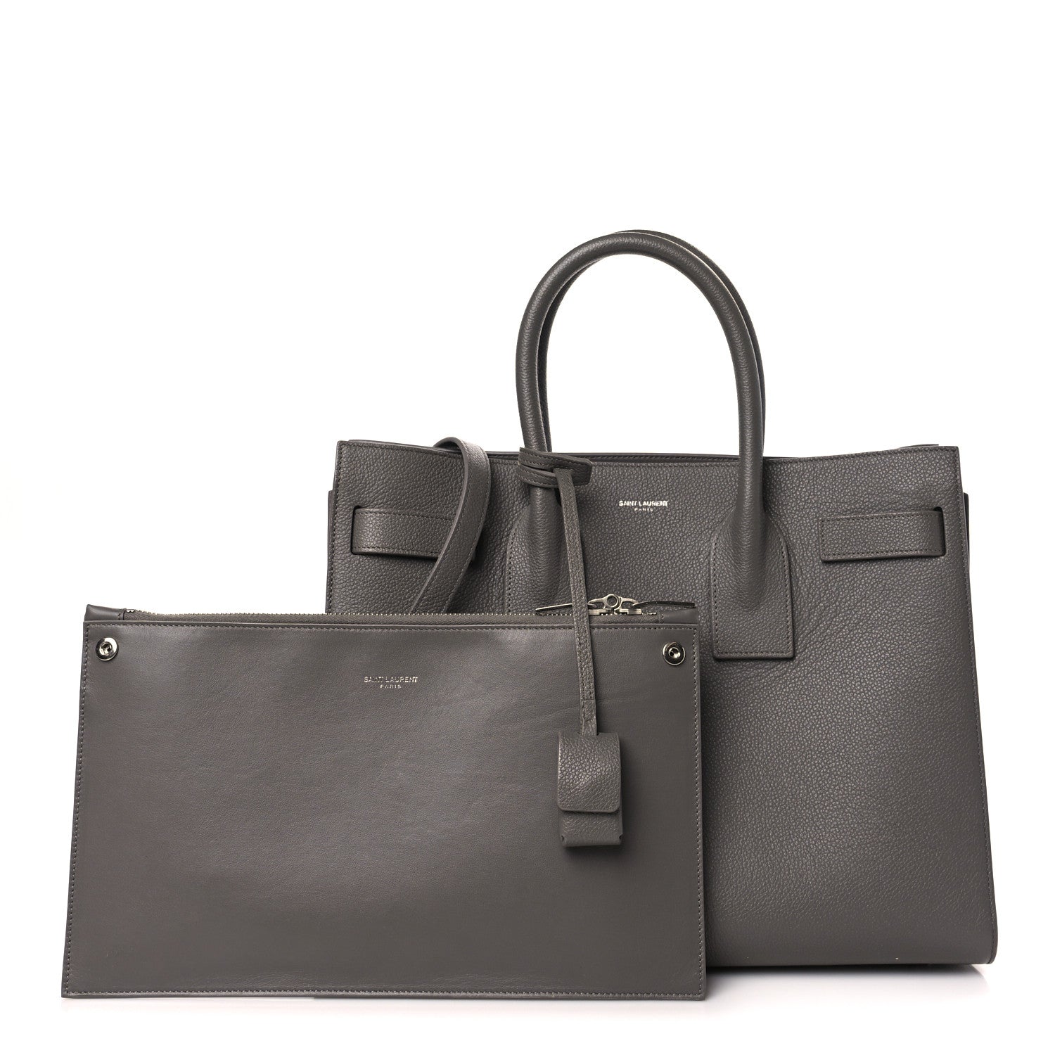 Saint Laurent Grained Calfskin Small Sac De Jour Fog 1 of 10
