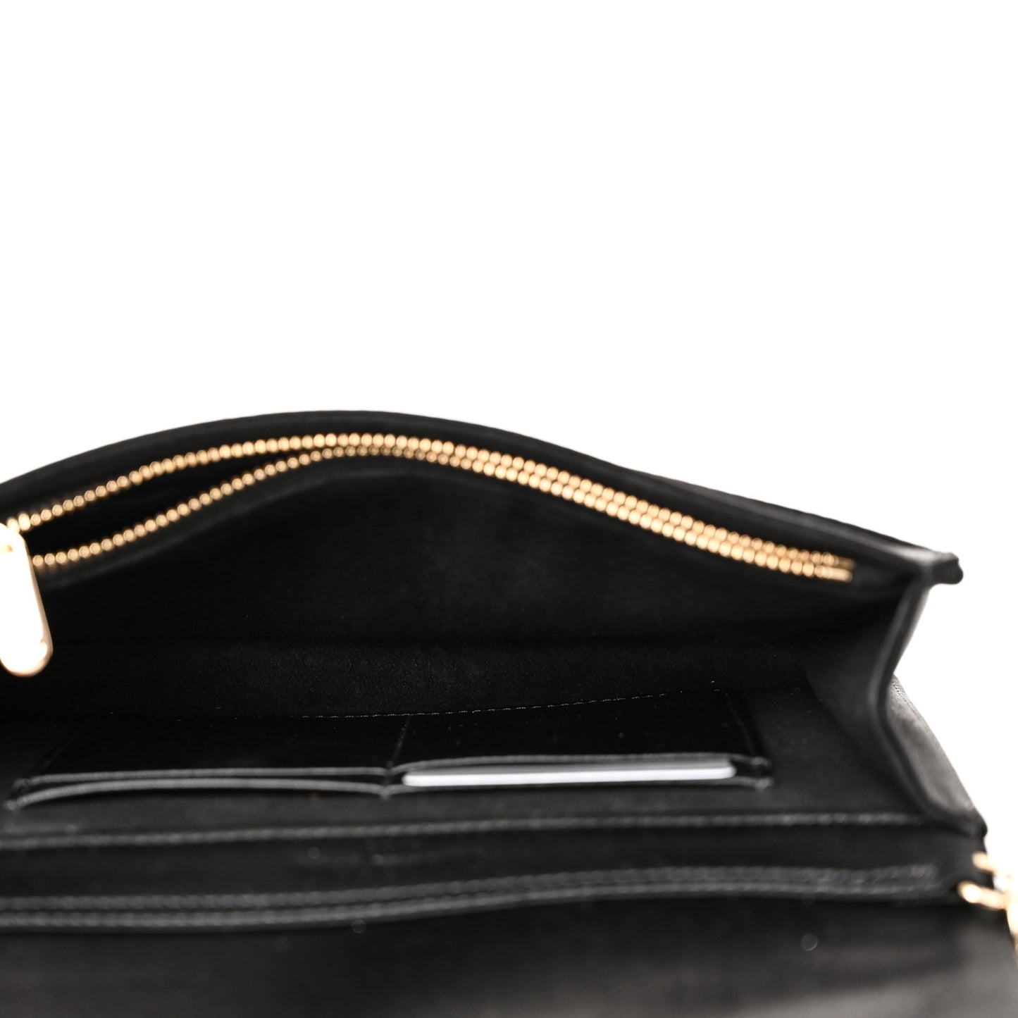 Satin Diorama Wallet on Chain Pouch Black