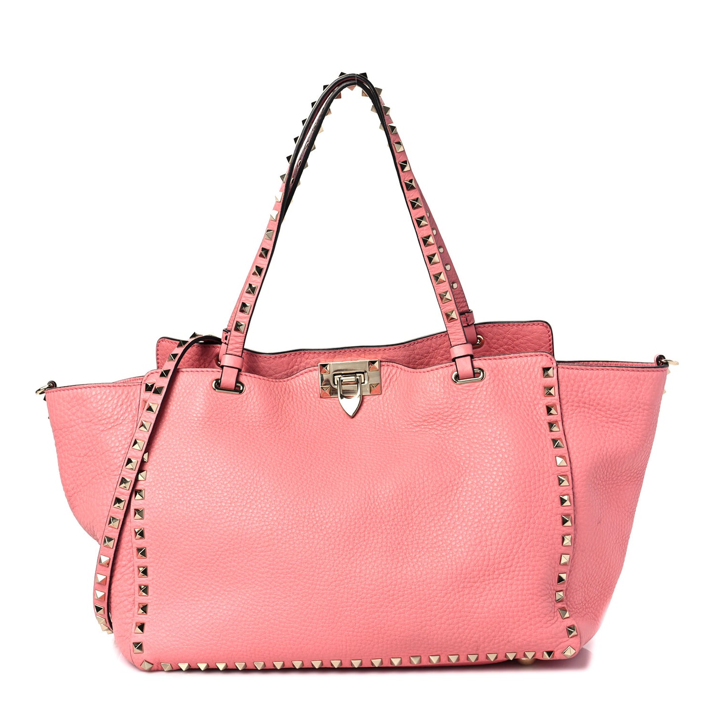 Pebbled Calfskin Medium Rockstud Tote Paradise Rose