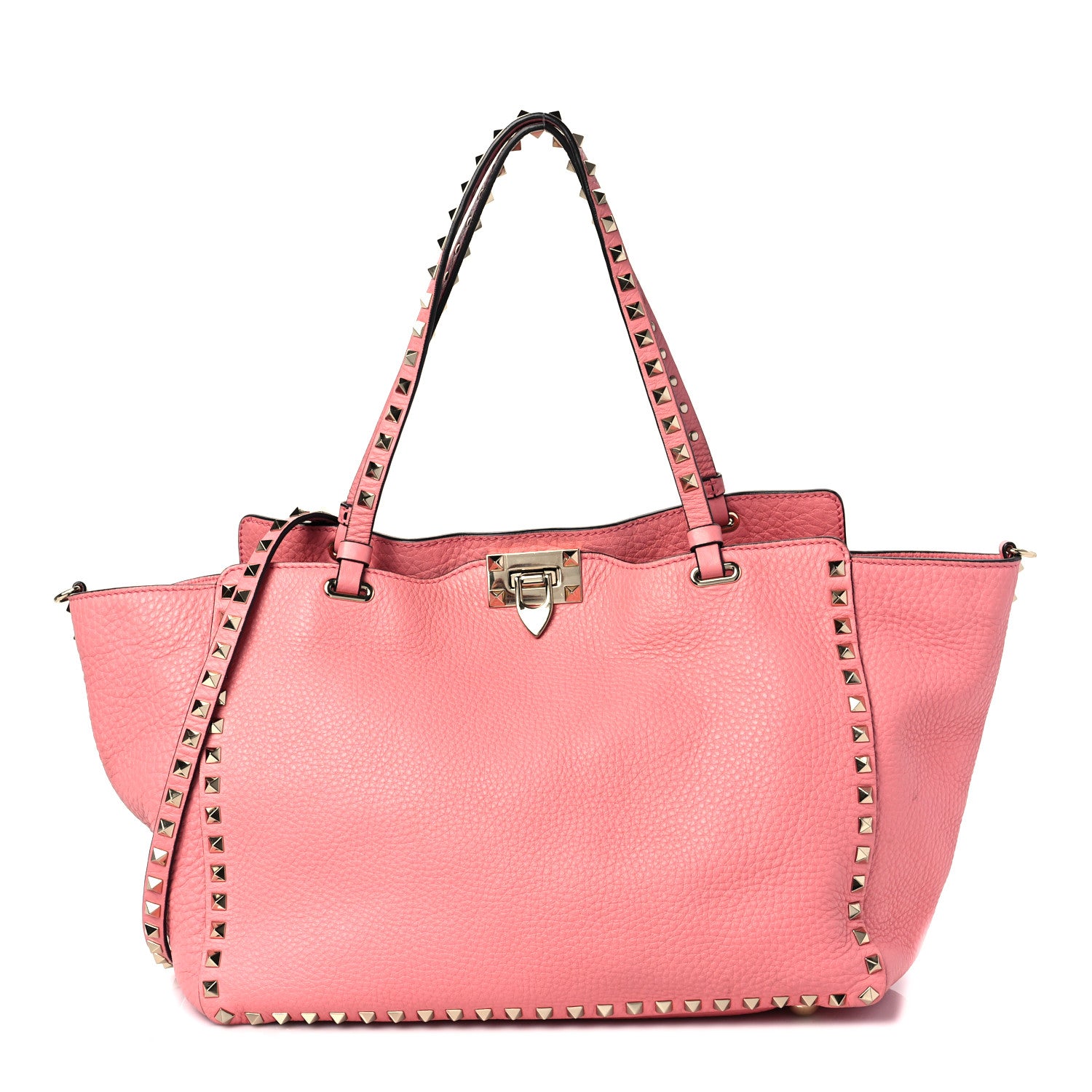 Valentino Garavani Pebbled Calfskin Medium Rockstud Tote Paradise Rose 1 of 7