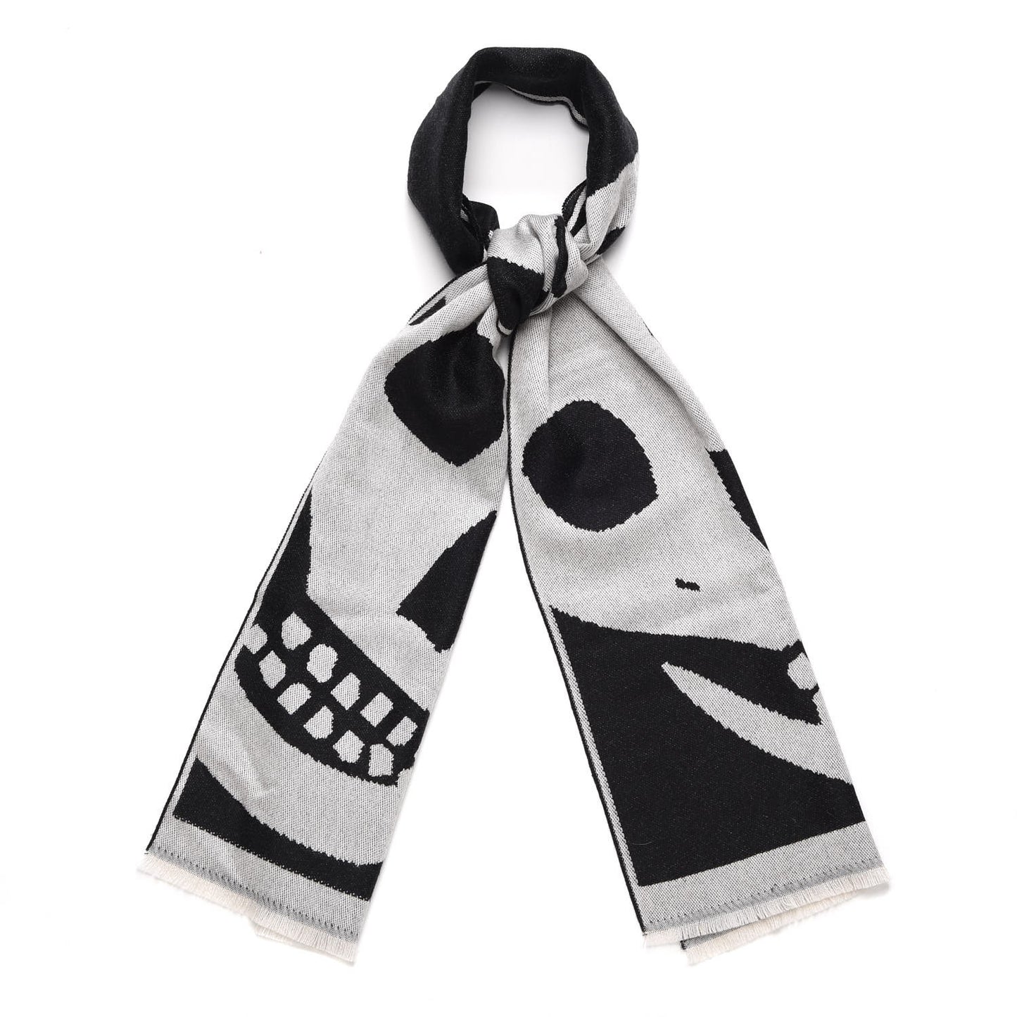 Wool Oversized Skull Scarf Grey