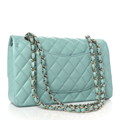 Chanel Caviar Quilted Medium Double Flap Light Blue 3 of 10