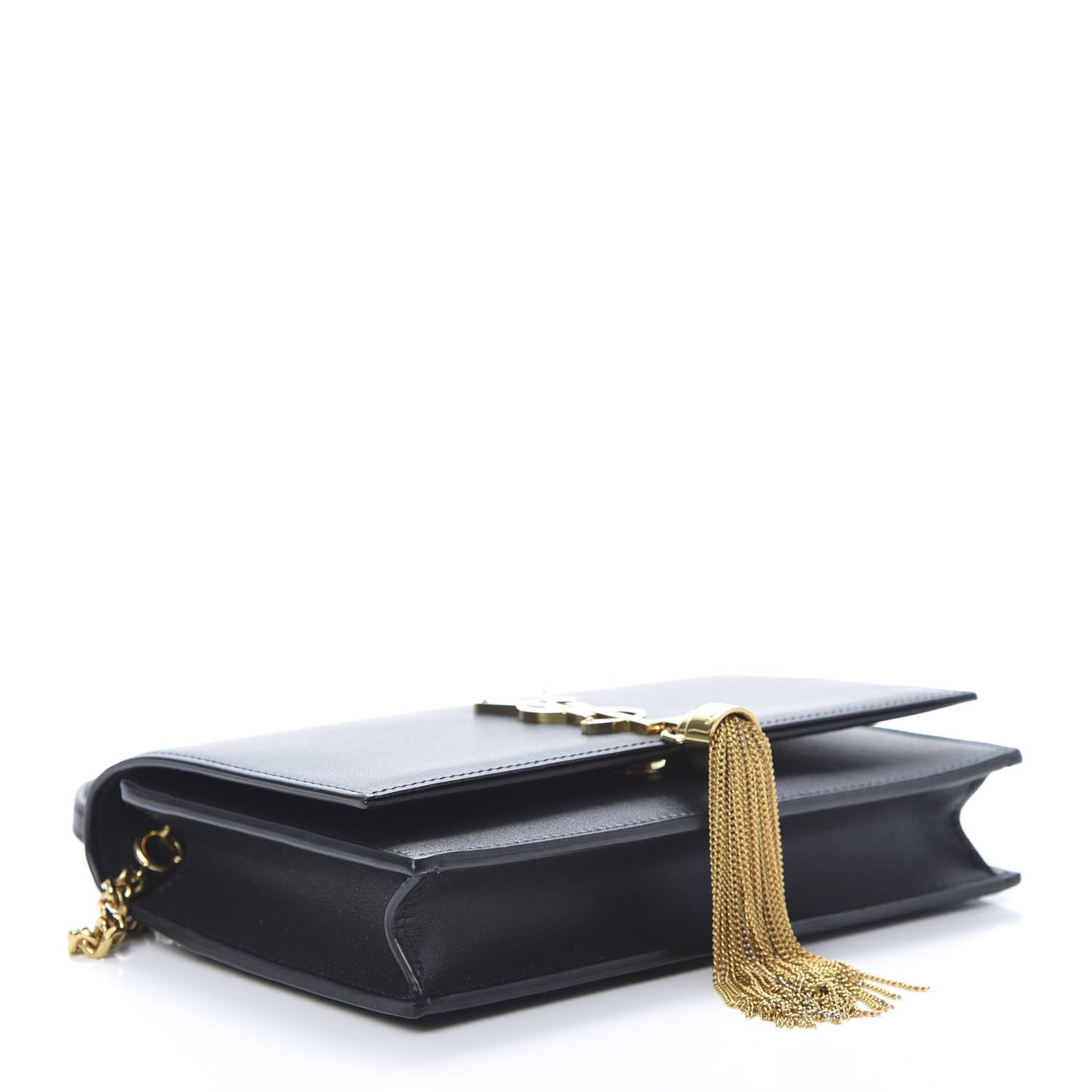 Smooth Calfskin Classic Monogram Kate Tassel Chain Wallet Black