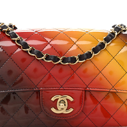 Chanel Shaded Patent Calfskin Quilted Mini Rectangular Flap Red Yellow Dark Purple 8 of 11