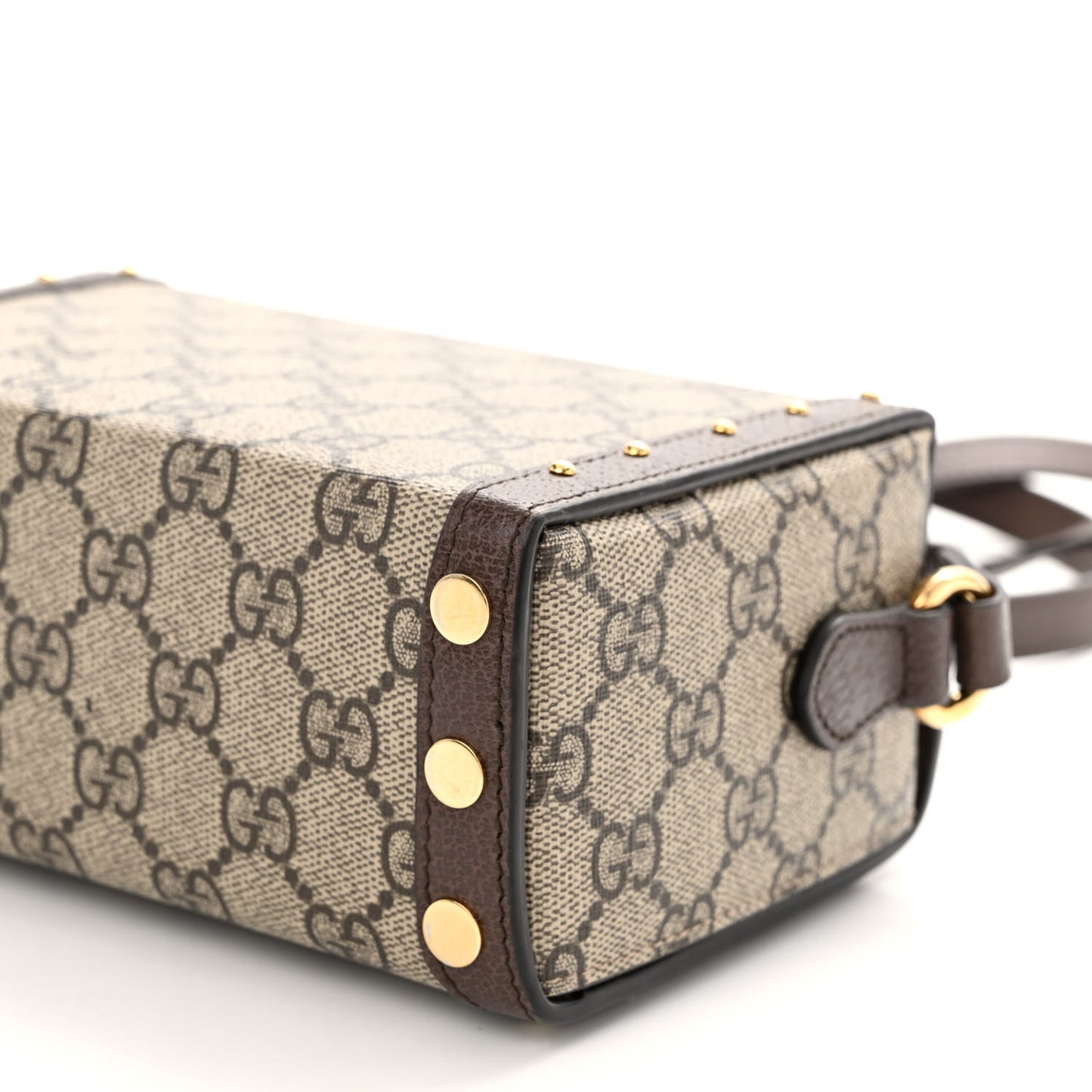 GG Supreme Monogram Textured Dollar Calfskin Mini Trunk Shoulder Bag Beige Ebony New Acero