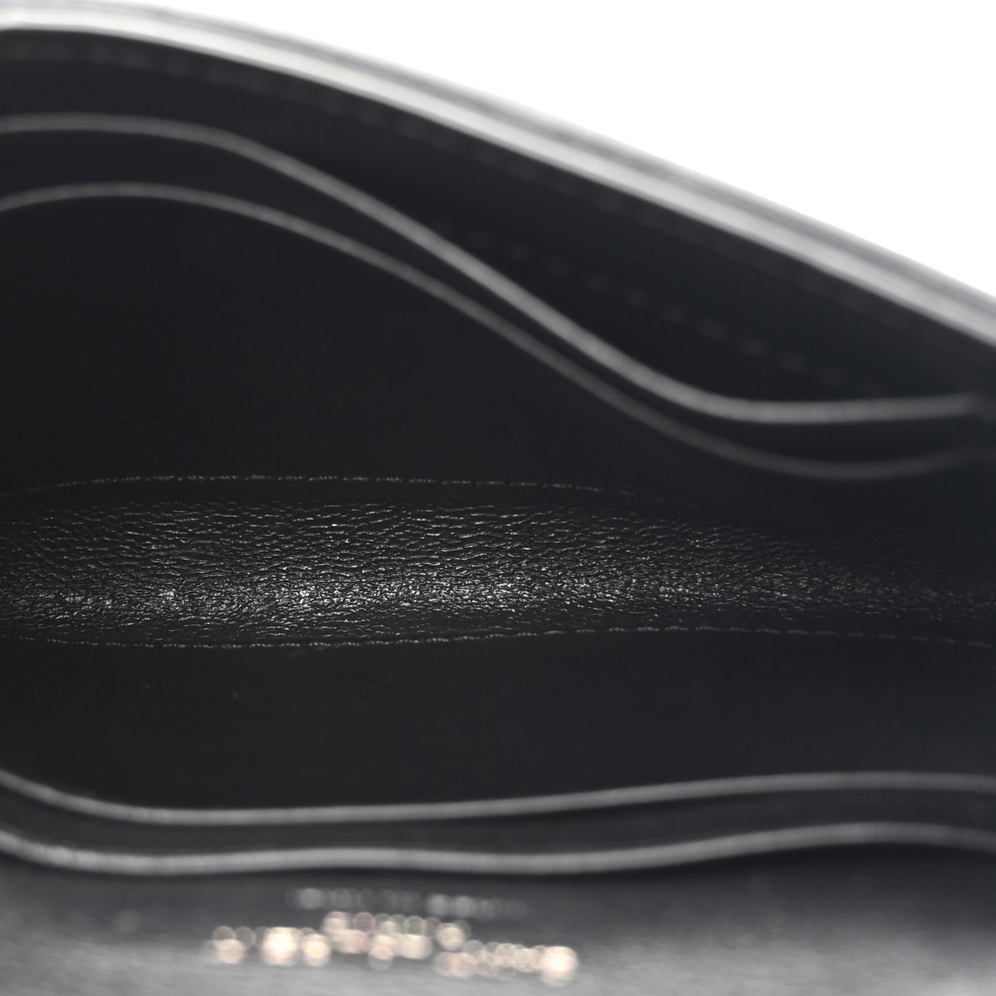 Calfskin Nylon Matelasse Chevron Small Monogram Envelope Wallet Black