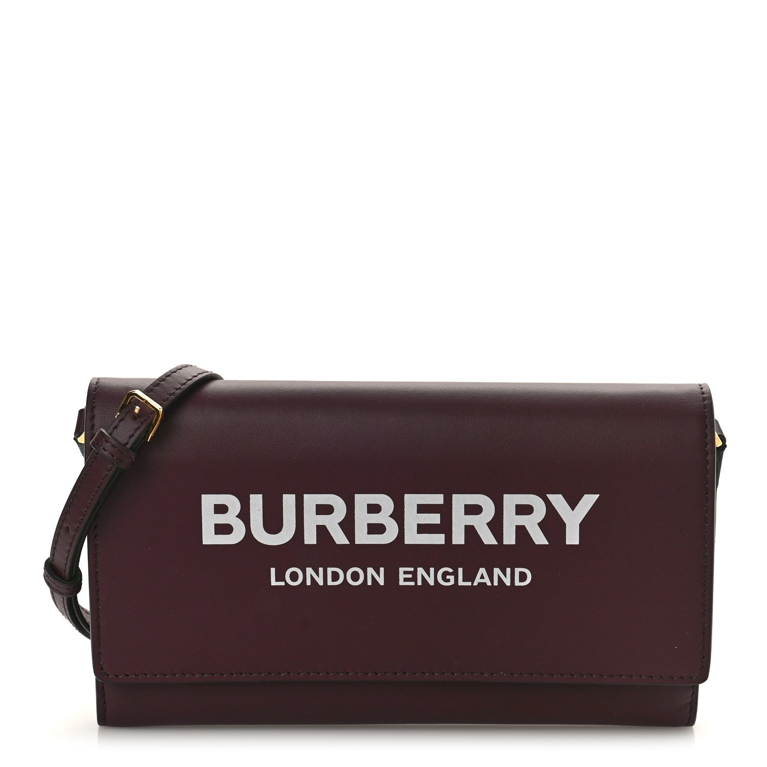 Burberry Calfskin Logo Hazelmere Wallet With Detachable Strap Deep Maroon 1 of 9