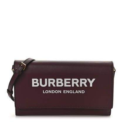 Burberry Calfskin Logo Hazelmere Wallet With Detachable Strap Deep Maroon 1 of 9