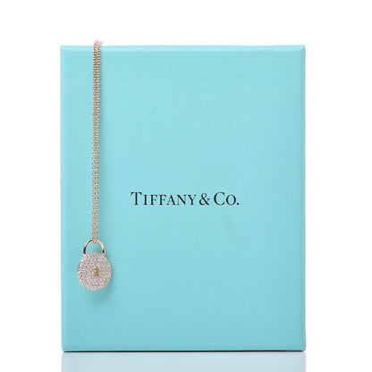 Tiffany 18K Yellow Gold Diamond Lock Pendant Necklace 7 of 7