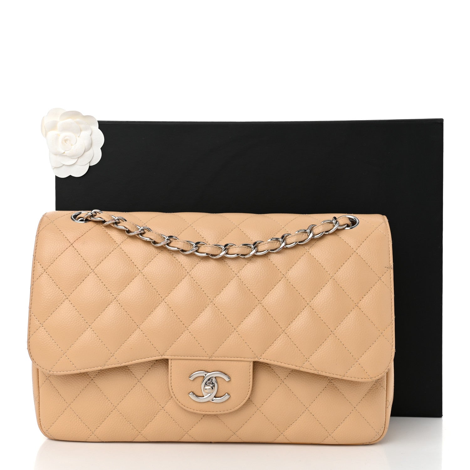 Chanel Caviar Quilted Jumbo Double Flap Beige 13 of 13