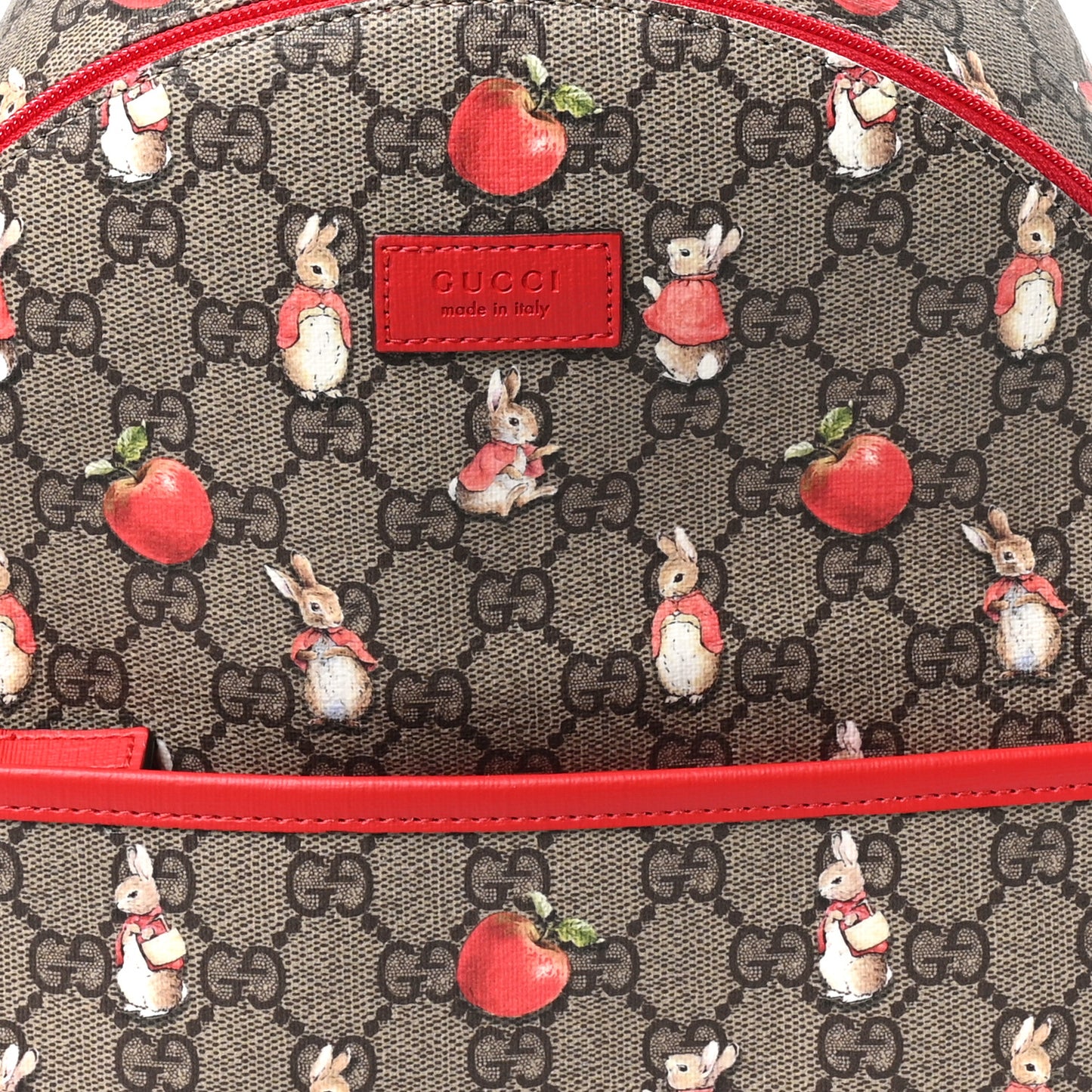 X PETER RABBIT GG Supreme Monogram Rabbit Print Childerns Backpack Red