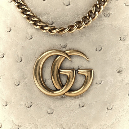 Gucci Ostrich Mini GG Marmont 2.0 Bucket Bag White 7 of 11