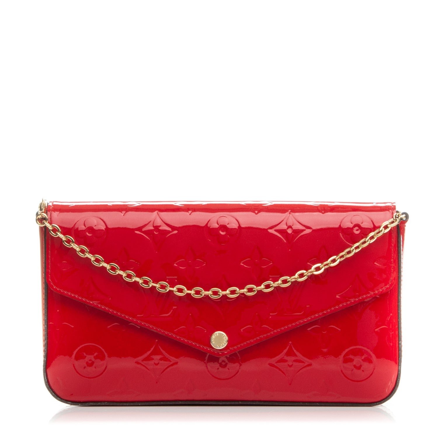 Louis Vuitton Vernis Felicie Pochette Chain Wallet Cherry 1 of 8