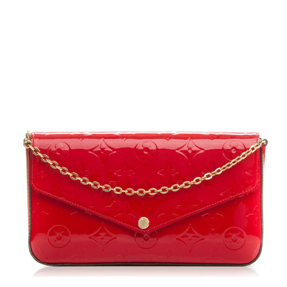 Louis Vuitton Vernis Felicie Pochette Chain Wallet Cherry 1 of 8